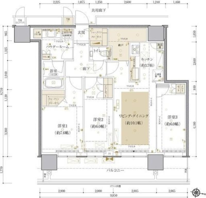 ONE札幌ステーションタワー(3LDK/43階)の間取り写真