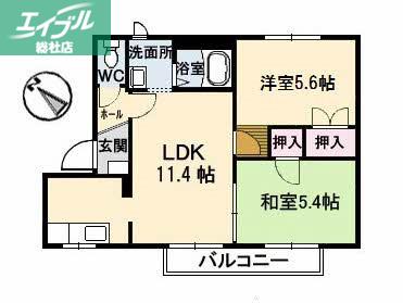 エクセルメゾンD棟(2LDK/1階)の間取り写真