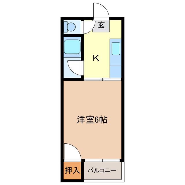 ハイツ山崎(1K/2階)の間取り写真