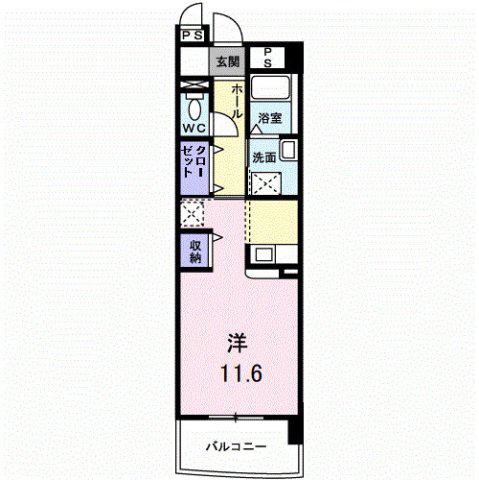 ミッションヒルズ(ワンルーム/1階)の間取り写真