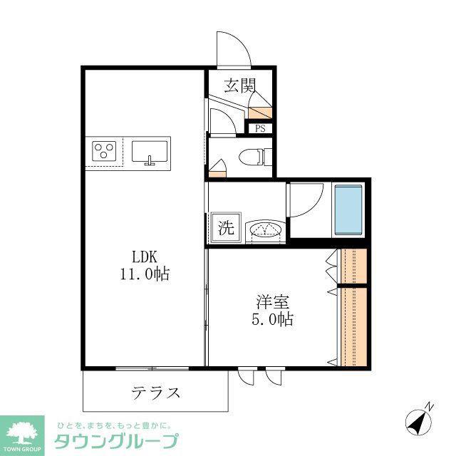 セレニティー本山(1LDK/1階)の間取り写真