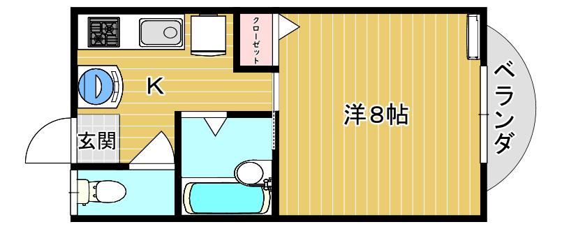 ソフィアB(1K/2階)の間取り写真