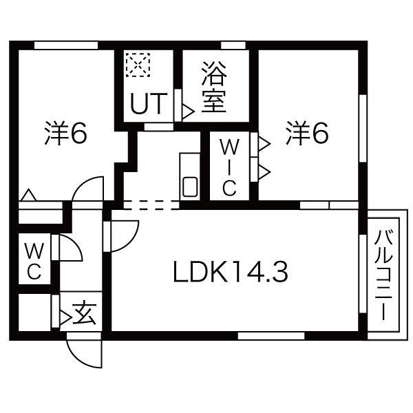 プランタン円山(2LDK/4階)の間取り写真
