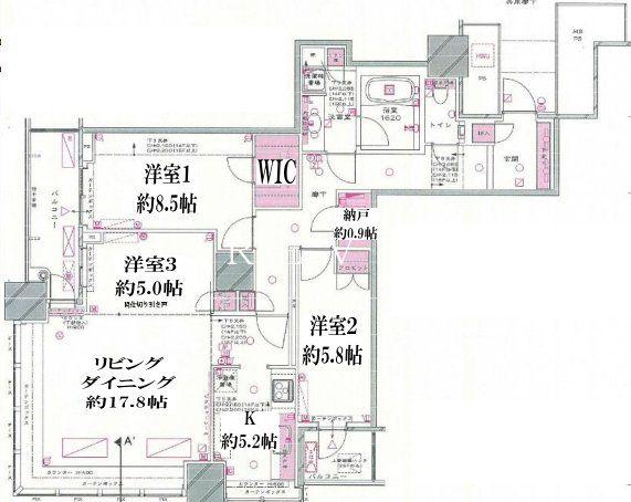 THE TOKYO TOWERS シータワー(3LDK/12階)の間取り写真