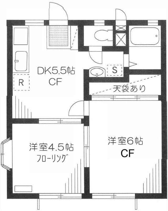 サンハイツ上野毛(2DK/1階)の間取り写真