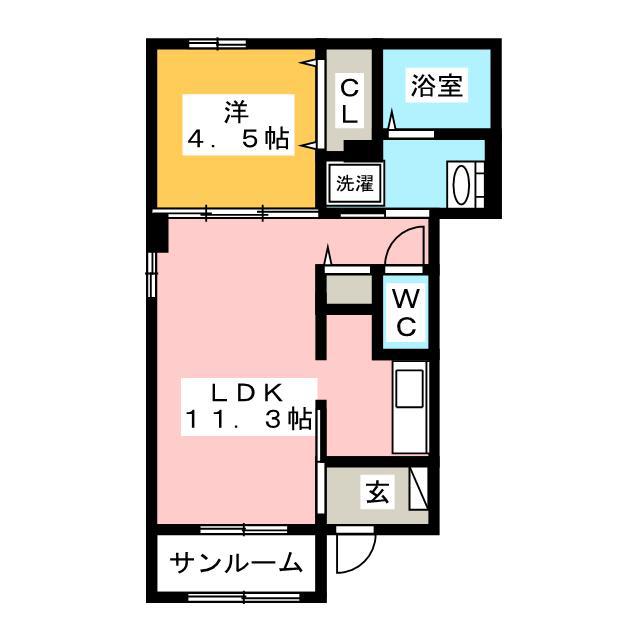 ラニュイエトワレ(1LDK/1階)の間取り写真