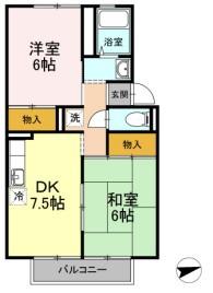 アヴァンセ A棟(2DK/2階)の間取り写真