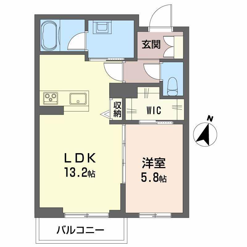 ヒュッゲ堂前(1LDK/3階)の間取り写真