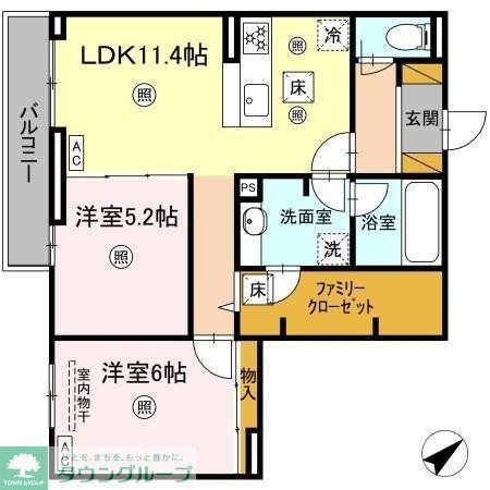アミティエY(2LDK/2階)の間取り写真