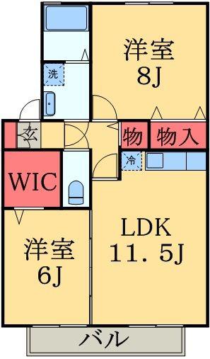メルヴェイユC(2LDK/2階)の間取り写真