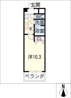 マメゾン24(1K/2階)の間取り写真