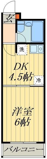 ハピネス鈴谷(1DK/2階)の間取り写真