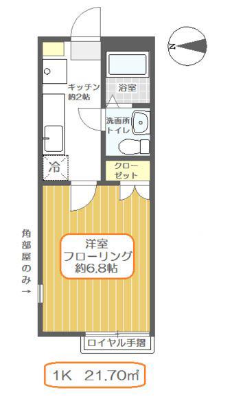 きぃちゃんハイム(1K/2階)の間取り写真