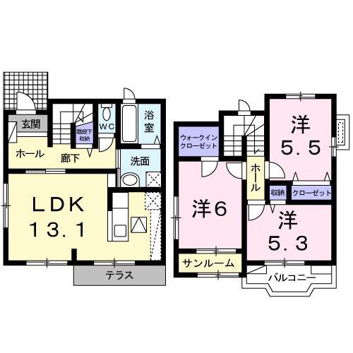 山科1丁目(3LDK/1階)の間取り写真