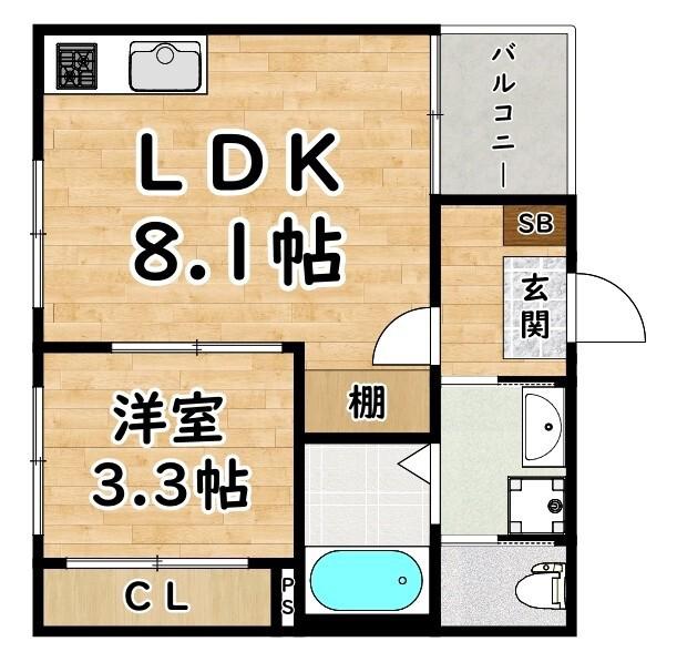 グランメゾン福(1LDK/3階)の間取り写真