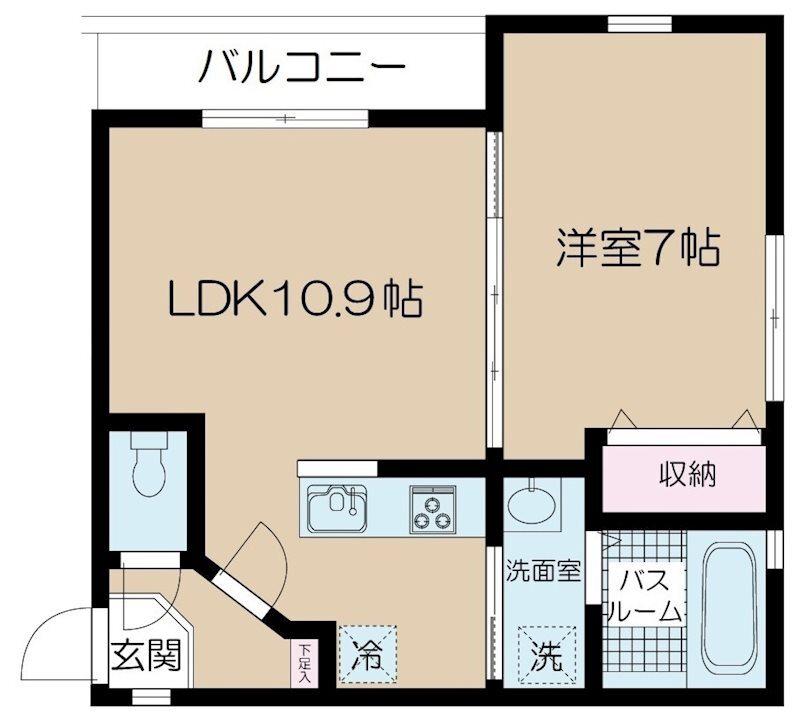 NSGATE勝どき(1LDK/2階)の間取り写真