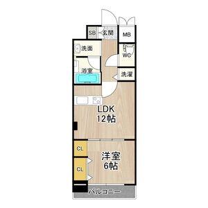 ジューム南船場(1LDK/13階)の間取り写真