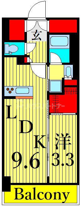 アヴァンカーサ町屋(1LDK/9階)の間取り写真