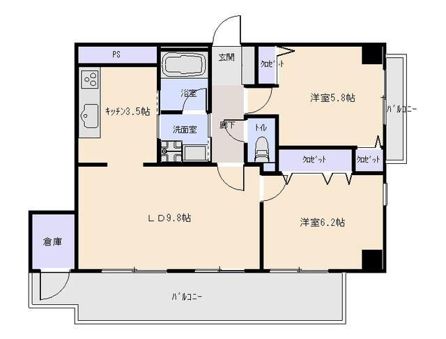 サザントゥリーⅡ(2LDK/5階)の間取り写真