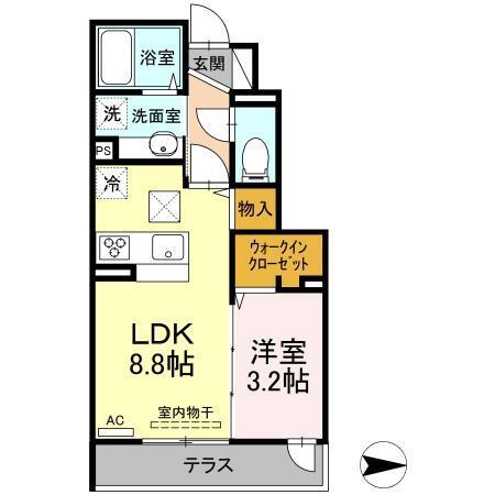 アンジュール西落合(1LDK/1階)の間取り写真