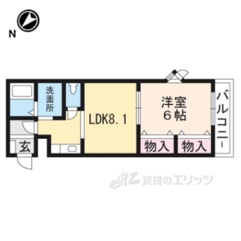 オレンジヒルズ(1LDK/1階)の間取り写真