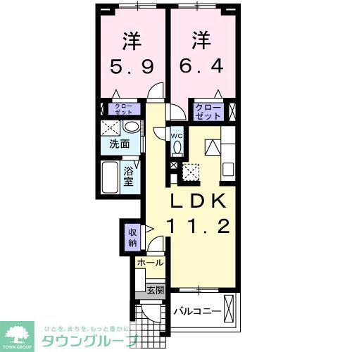 フィオーレI(2LDK/1階)の間取り写真