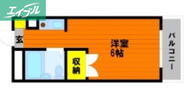 CASA大元(1K/3階)の間取り写真