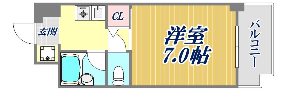 アーバネックス西宮門戸(1K/4階)の間取り写真