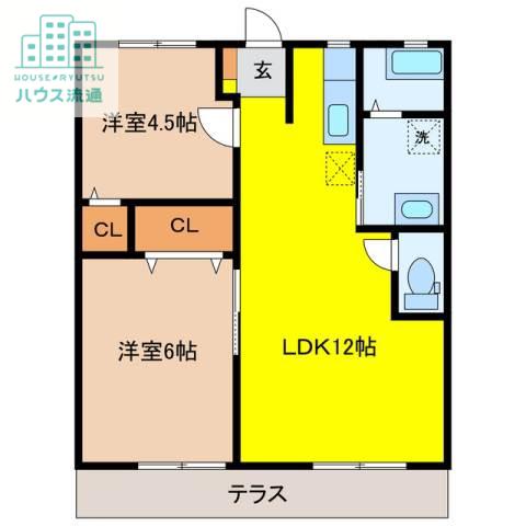 サンハイツ福山 A棟(2LDK/1階)の間取り写真