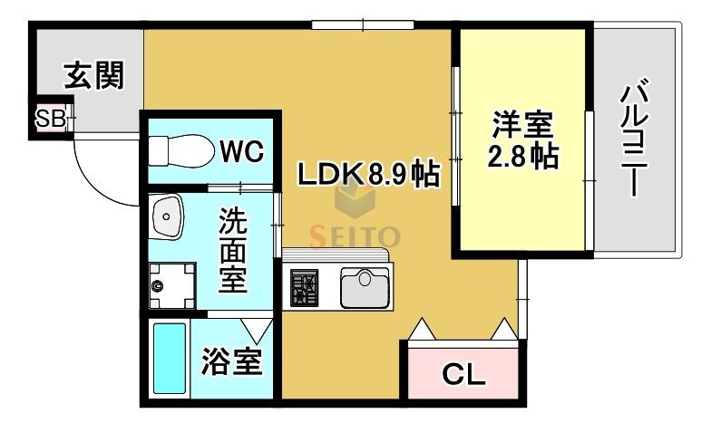 リアコート服部天神(1LDK/3階)の間取り写真
