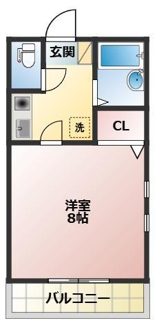 2000ミレニアムI(1K/2階)の間取り写真