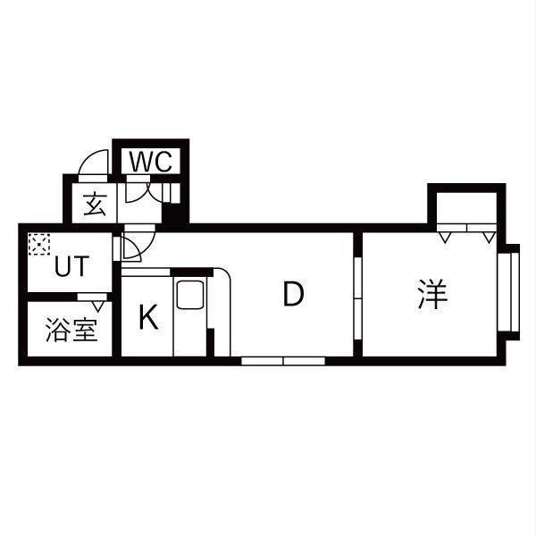 ラングキューベル(1DK/2階)の間取り写真