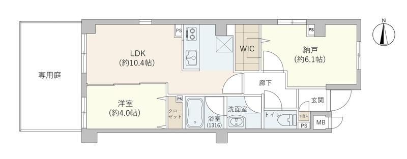 アベニュー瓢箪山(1SLDK/1階)の間取り写真