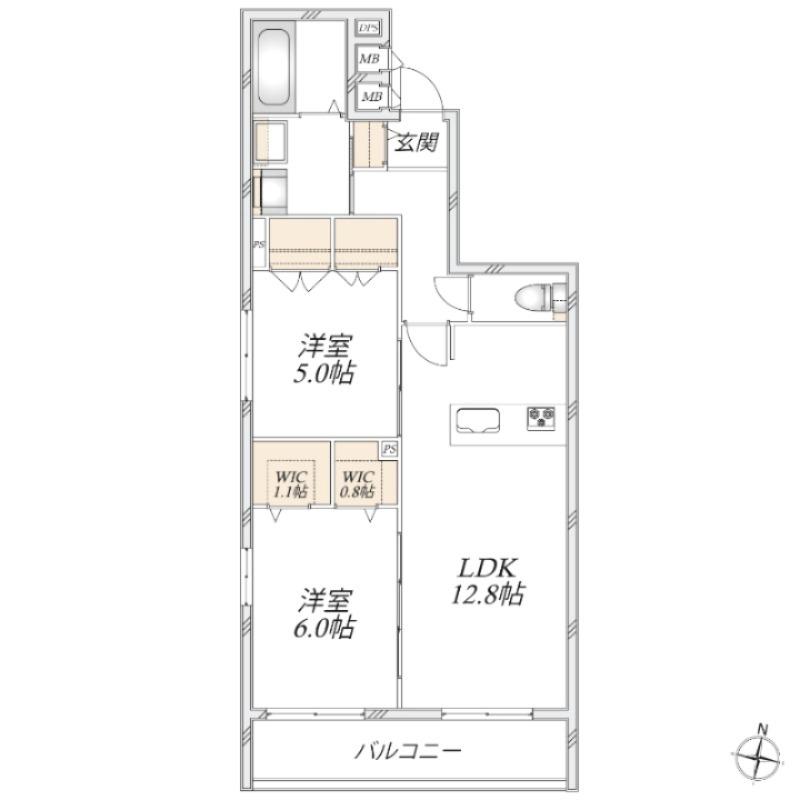 エスポワール 大宮(2LDK/2階)の間取り写真