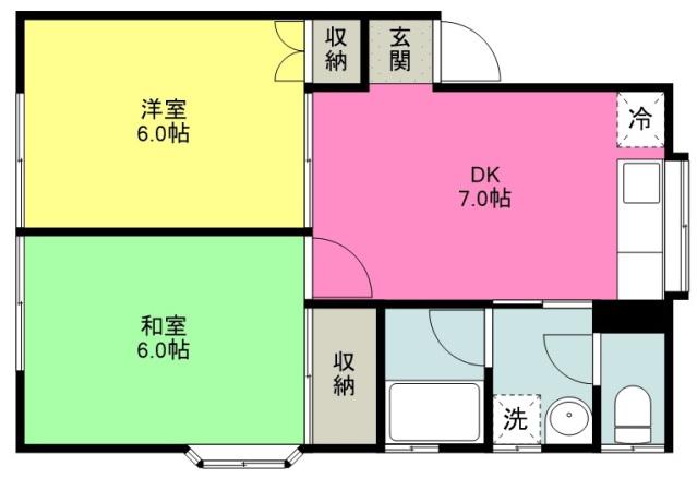 コーポミサワ(2DK/2階)の間取り写真