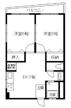 浜の宮コーポ(2DK/4階)の間取り写真