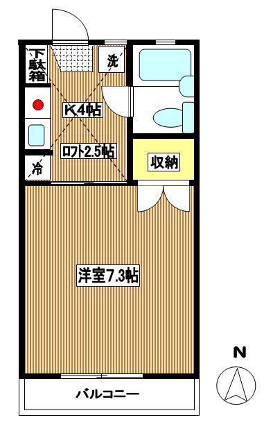 スプリングハイツ(1K/1階)の間取り写真