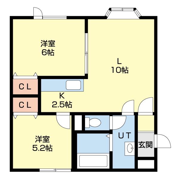 エトワール若山(2LDK/2階)の間取り写真