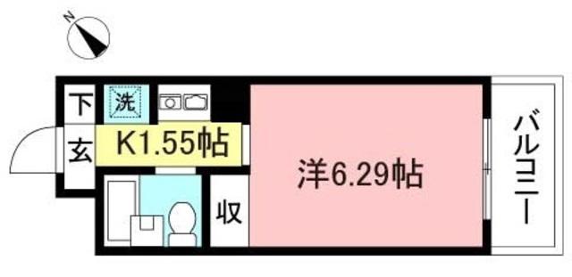 パレス登戸(1K/4階)の間取り写真
