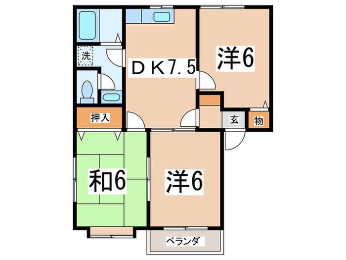 コーポプレジール(3DK/2階)の間取り写真