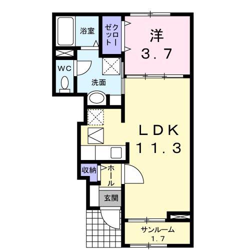 サンスツール(1LDK/1階)の間取り写真