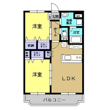 ユーリー池袋(2LDK/3階)の間取り写真