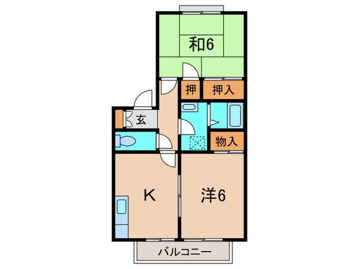 サン・コクリコ A棟(2K/2階)の間取り写真