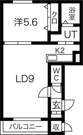 メルシオン発寒南(1LDK/1階)の間取り写真