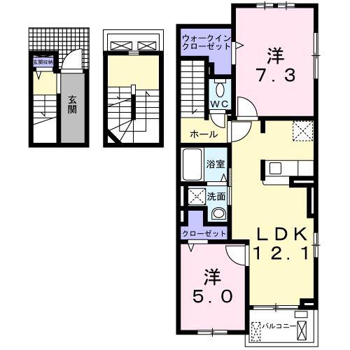 アルメ・ド・レール(2LDK/3階)の間取り写真