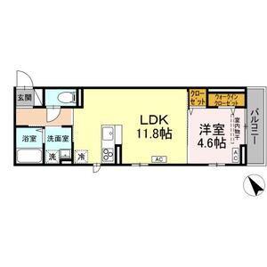 DーROOM連坊(1LDK/2階)の間取り写真