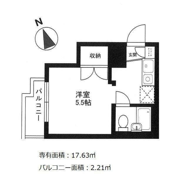 S1ビル(1K/1階)の間取り写真