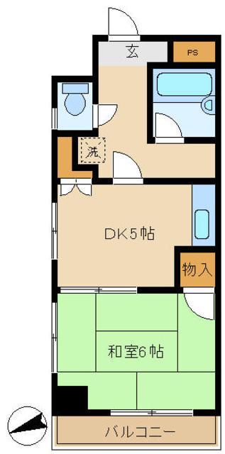 第61シンエイビル(1DK/10階)の間取り写真