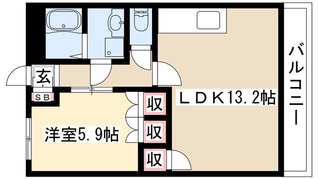 グリーンハイム新守山(1LDK/1階)の間取り写真