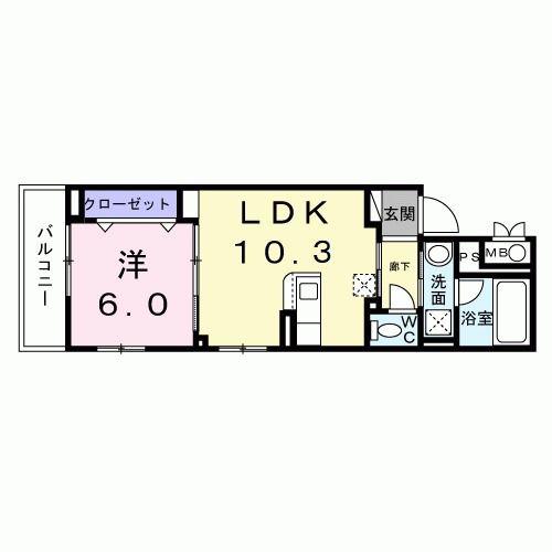 オーブレジデンス千川(1LDK/2階)の間取り写真
